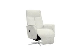 G Plan - Maribo Fabric Lift and Rise Power Recliner Chair with Power Headrest and Chrome Base - Waffle Taupe
