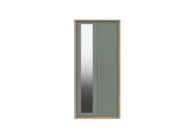 London Bedrooms - Chelsea 2 Door Wardrobe With Mirror Door and Gold Handles