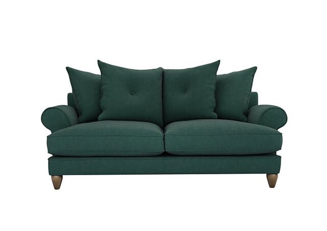 The Lounge Co. - Bronwyn 3 Seater Fabric Scatter Back Sofa With Vintage Oak Feet - Curly Kale