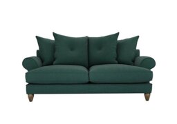The Lounge Co. - Bronwyn 3 Seater Fabric Scatter Back Sofa With Vintage Oak Feet - Curly Kale