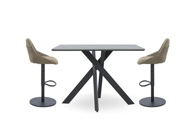Warrior Grey Table and 2 Swivel Bar Stools - Taupe