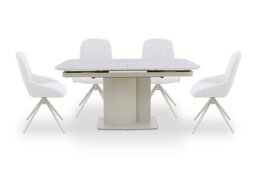 Pebble Pop Up Extending Dining Table and 4 Swivel Chairs - 130-cm