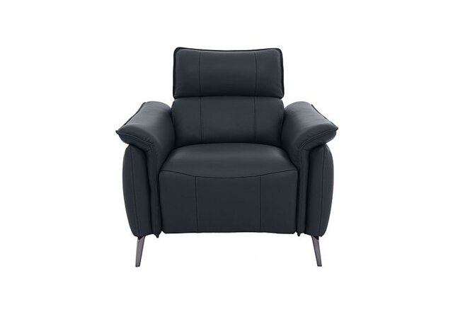 Jude Leather Power Recliner Chair with Power Headrest, Power Lumbar and Heated Seat - Montana Navy
