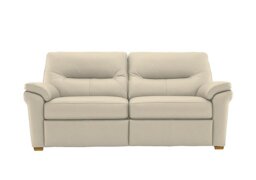 G Plan - Seattle 3 Seater Leather Sofa with Wooden Feet - Cambridge Stone Ok