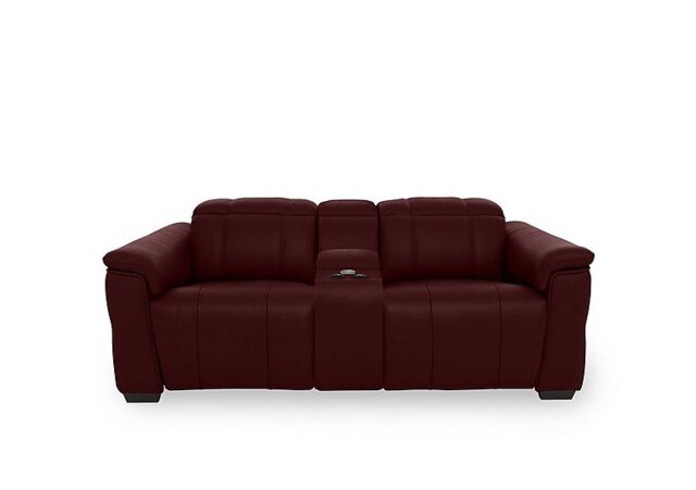 Inca NC Leather 2 Seater Power Recliner Sofa with Pop Up Light Console and Power Headrests - Ruby