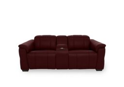 Inca NC Leather 2 Seater Power Recliner Sofa with Pop Up Light Console and Power Headrests - Ruby