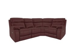 World of Leather - Moreno Small NC Leather Power Recliner Right Hand Facing Corner Sofa - NC Deep Red