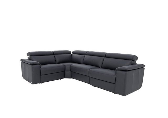 Nicoletti - Davide Small Leather Left Hand Facing Corner Sofa - Torello Blu