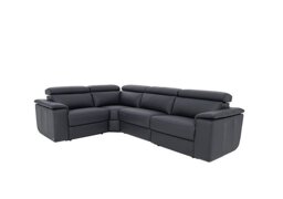 Nicoletti - Davide Small Leather Left Hand Facing Corner Sofa - Torello Blu
