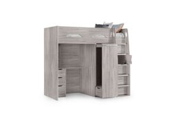Bjorn High Sleeper with Desk and Storage - Grey Oak