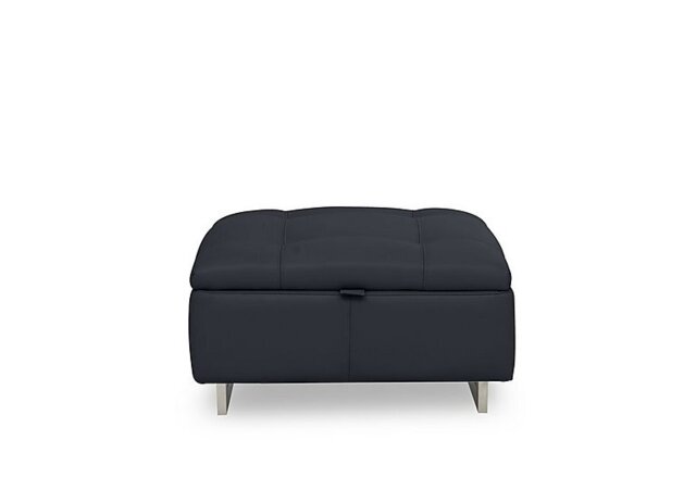 Moet Large Leather Storage Footstool - Navy