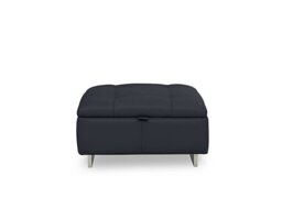 Moet Large Leather Storage Footstool - Navy