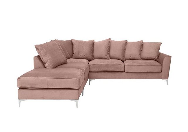 Legend Scatter Back Fabric Left Hand Facing Corner Sofa - Kingston Blush with Dark Feet