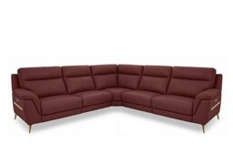 World of Leather - Eclipse Large Leather Power Recliner Corner Sofa with Power Headrests - Deep Red