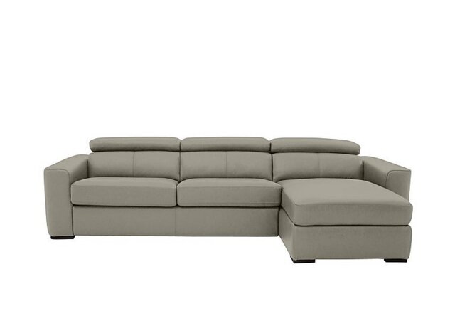 World of Leather - Infinity BV Leather Right Hand Facing Corner Chaise Sofabed with Storage - Silver Grey
