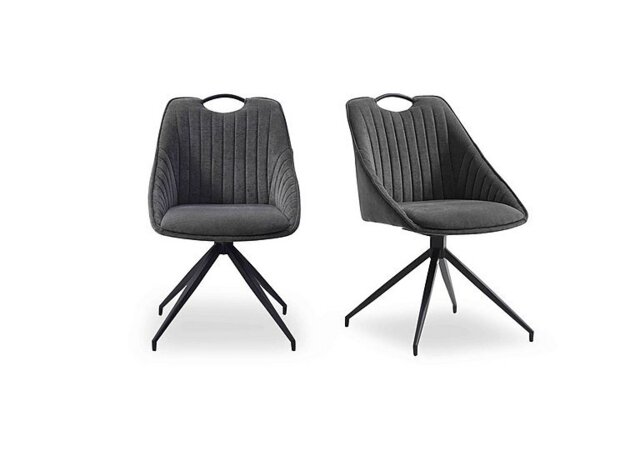 Jai Pair of Swivel Dining Chairs - Dark Grey