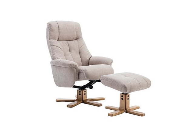 Muscat Fabric Swivel Recliner Chair with Footstool - Lisbon Wheat