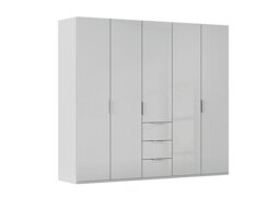 Rauch - Formes 5 Door Bifold Combi Glass Wardrobe - Silk Grey/Silk Grey Front