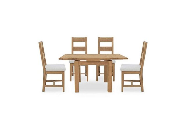 Furnitureland - Augusta Draw Leaf Extending Dining Table and 4 Wooden Ladderback Chairs