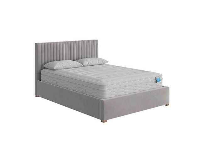 Hugh Ottoman Bed Frame - Double - Plush Velvet Light Silver