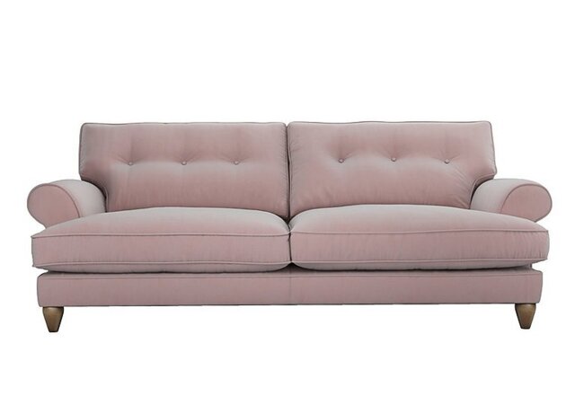 The Lounge Co. - Bronwyn 4 Seater Fabric Classic Back Foam Fill Sofa With Walnut Feet - Cotton Candy