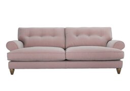 The Lounge Co. - Bronwyn 4 Seater Fabric Classic Back Foam Fill Sofa With Walnut Feet - Cotton Candy