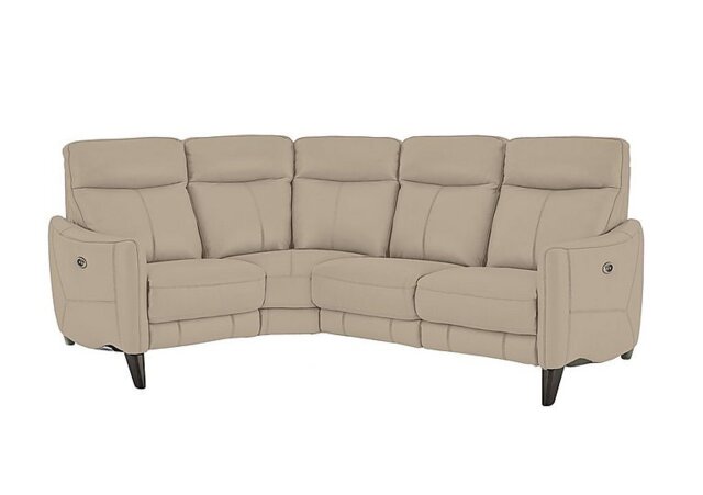 World of Leather - Compact Collection Petit BV Leather Power Recliner Left Hand Facing Corner Sofa - BV Pebble
