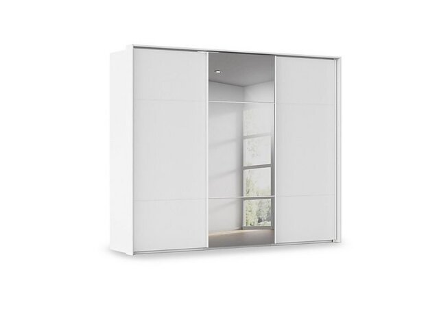Rauch - Haven 280cm 3 Door Slider Wardrobe with 2 Décor Doors and 1 Mirror Door - Alpine White