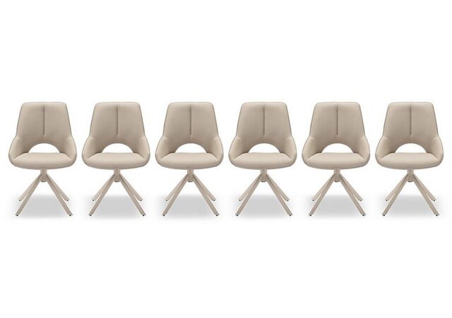 Tino Set of 6 Faux Leather Swivel Dining Chairs