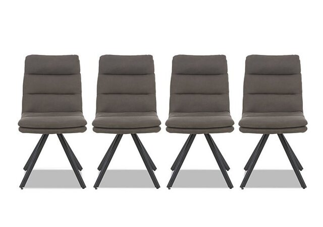 Njord Set of 4 Fabric Swivel Dining Chairs - Anthracite