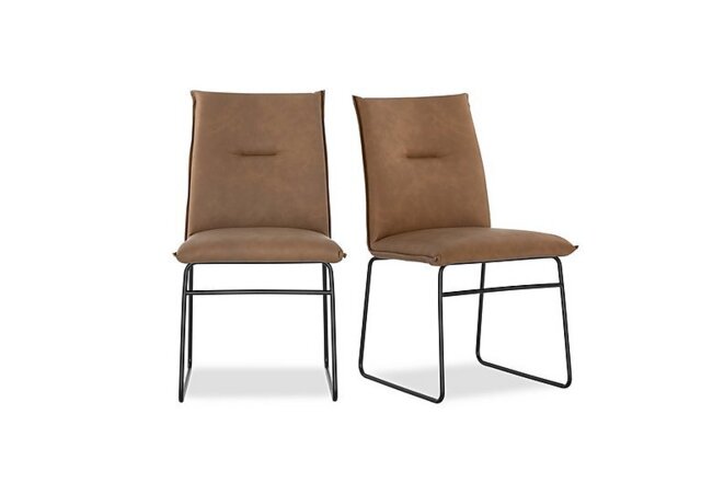 Connubia - Maya Pair of Black Metal Leg Dining Chairs - Tobacco