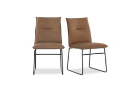 Connubia - Maya Pair of Black Metal Leg Dining Chairs - Tobacco