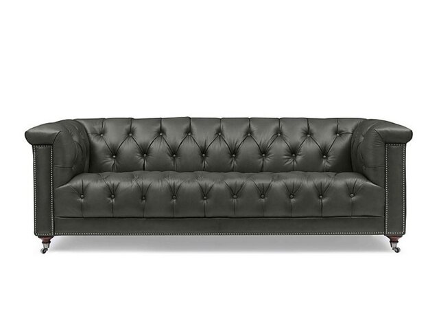 At The Helm - Wallace 4 Seater Leather Chesterfield Sofa - Granite
