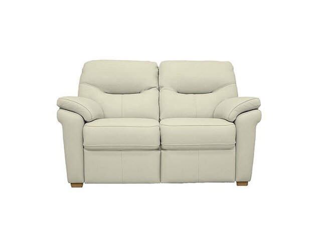 G Plan - Seattle 2 Seater Leather Sofa with Wooden Feet - Cambridge Chalk