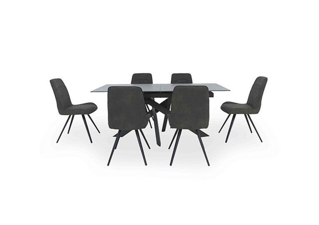 Warrior Grey Extending Dining Table with 6 Standard Chairs - Grey