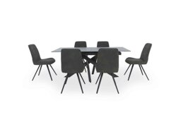 Warrior Grey Extending Dining Table with 6 Standard Chairs - Grey