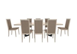 Palazzo 160cm Extending Dining Table in Sand Birch with 8 Rombi Chairs - Aquos Taupe