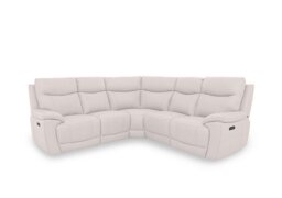 Sloane Leather Large Power Recliner Corner Sofa with Power Headrests - Cotton