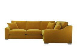 The Lounge Co. - Isobel Small Fabric Right Hand Facing Corner Fibre Fill Sofa - Golden Spice with Chrome Feet