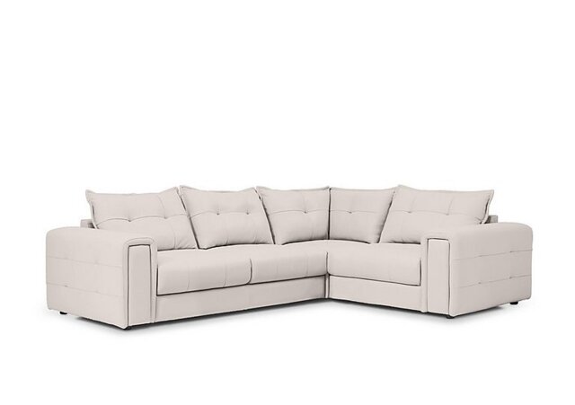 Goliath Leather Right Hand Facing Corner Sofa - Cotton