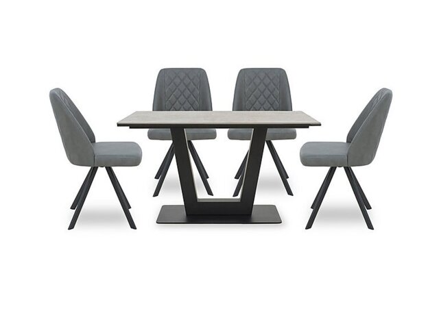 Venus Dining Table and 4 Jupiter Chairs - Grey