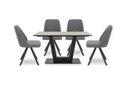 Venus Dining Table and 4 Jupiter Chairs - Grey