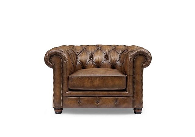 At The Helm - Shackleton Leather Chesterfield Chair - Saddle