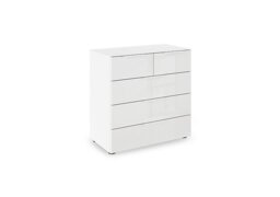 Rauch - Haven 3+2 Drawer Chest with Glass Top and Front - Alpine White