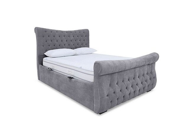 Sleep Story - Lance Left Hand Side Opening Ottoman Bed Frame - King Size - Aston Steel