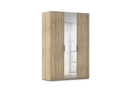 Rauch - Cadre 151cm 3 Door Hinged Wardrobe with 1 Mirror Door - Sonoma Oak