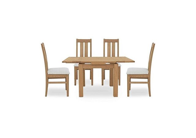Furnitureland - Augusta Draw Leaf Extending Dining Table and 4 Wooden Slatted Back Chairs