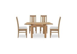 Furnitureland - Augusta Draw Leaf Extending Dining Table and 4 Wooden Slatted Back Chairs