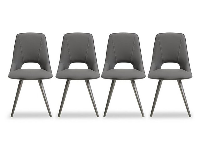 Matera Set of 4 Faux Leather Dining Chairs with Taupe Legs - Anthracite