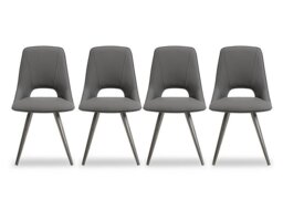 Matera Set of 4 Faux Leather Dining Chairs with Taupe Legs - Anthracite